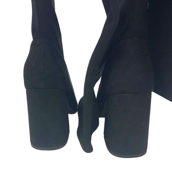 STEVE MADDEN Tava Black Over the Knee Boots 10 Block Heel Suede - Picture 7 of 9